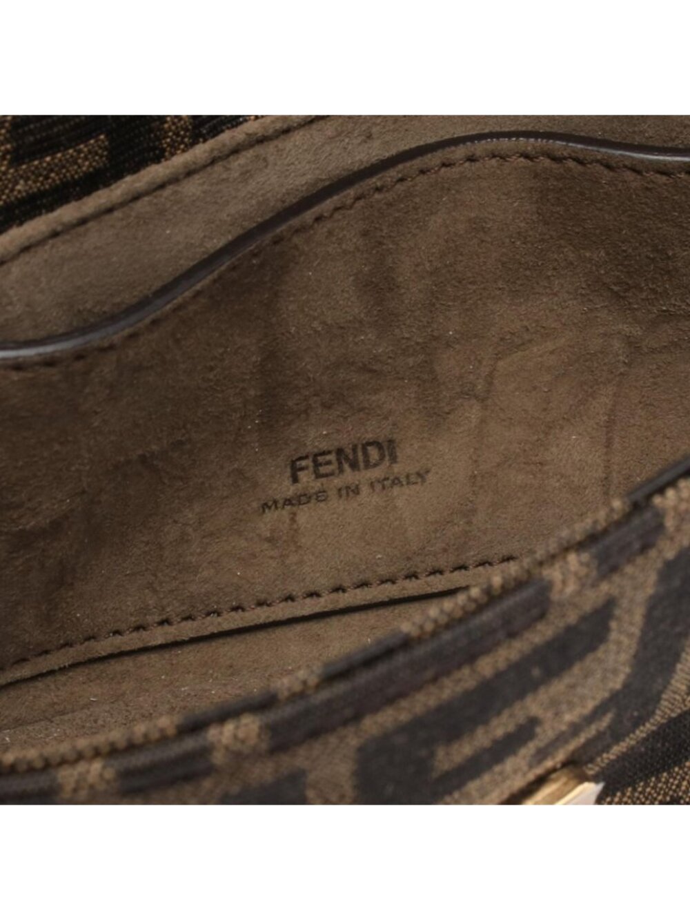 Fendi Shoulder Bag Baguette Smartphone Pouch Zucca 2-Way Canvas Leather - Picture 4 of 4